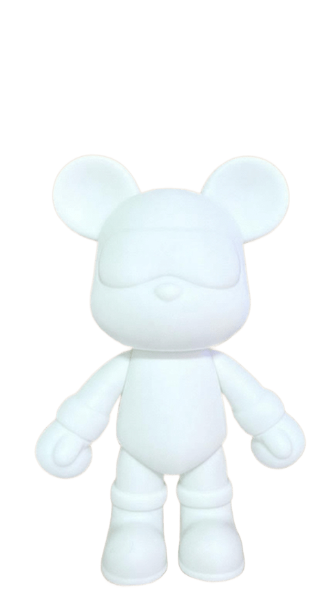 Figurine nounours blanc avant la peinture - support pour l'atelier pouring